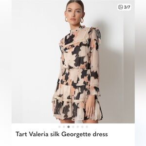 Tart Long Sleeve Silk Dress - Black and Cream